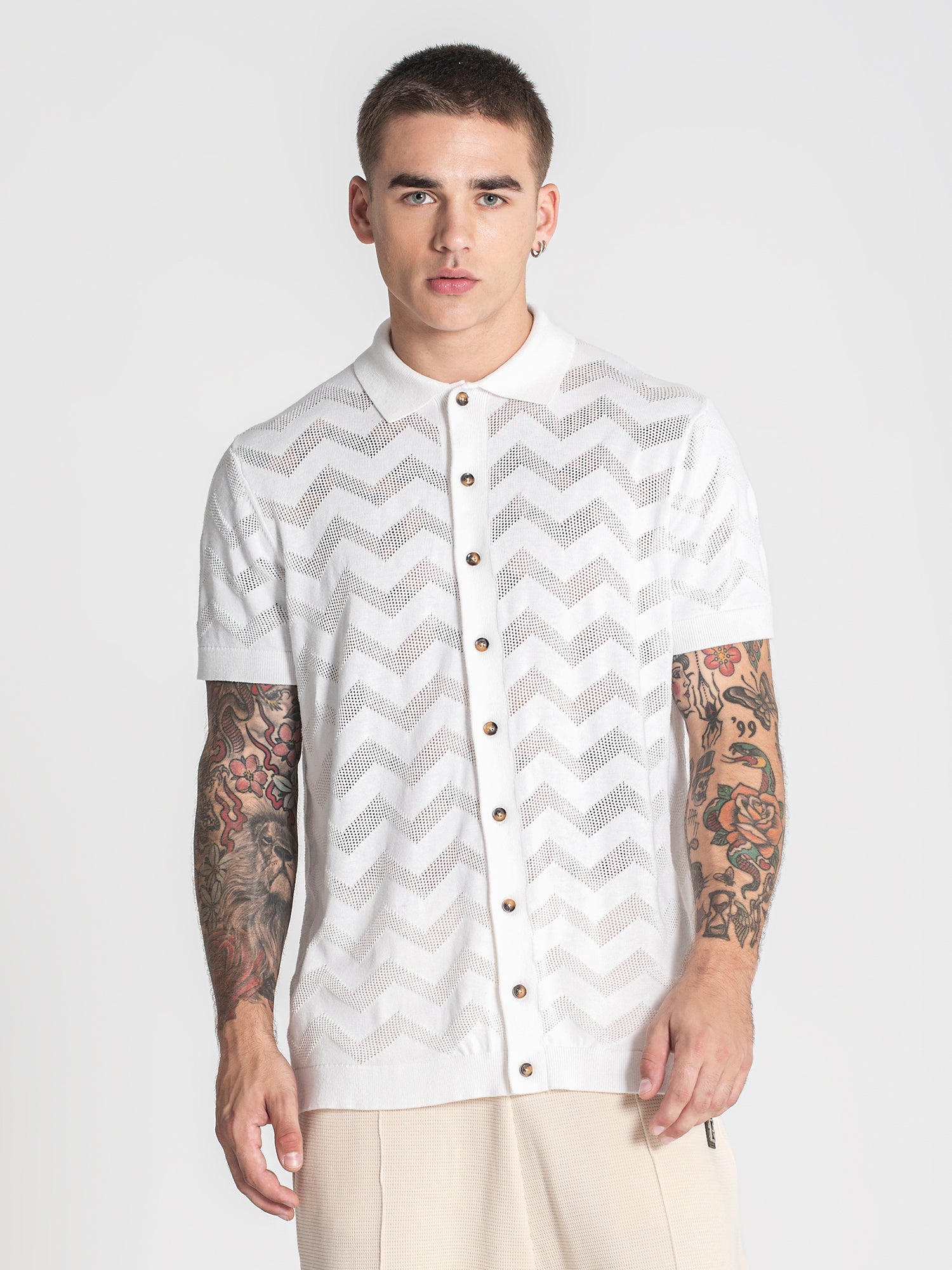 White GK Crochet Shirt