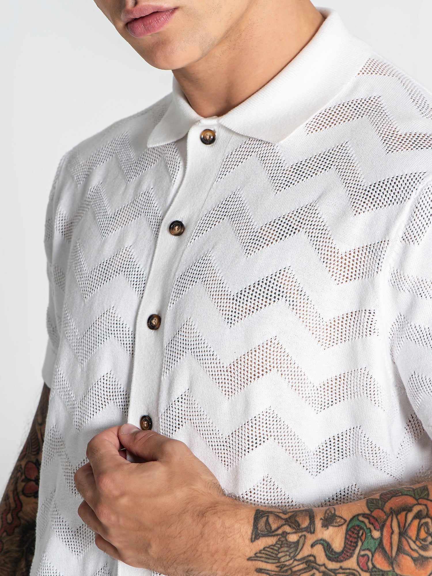 White GK Crochet Shirt