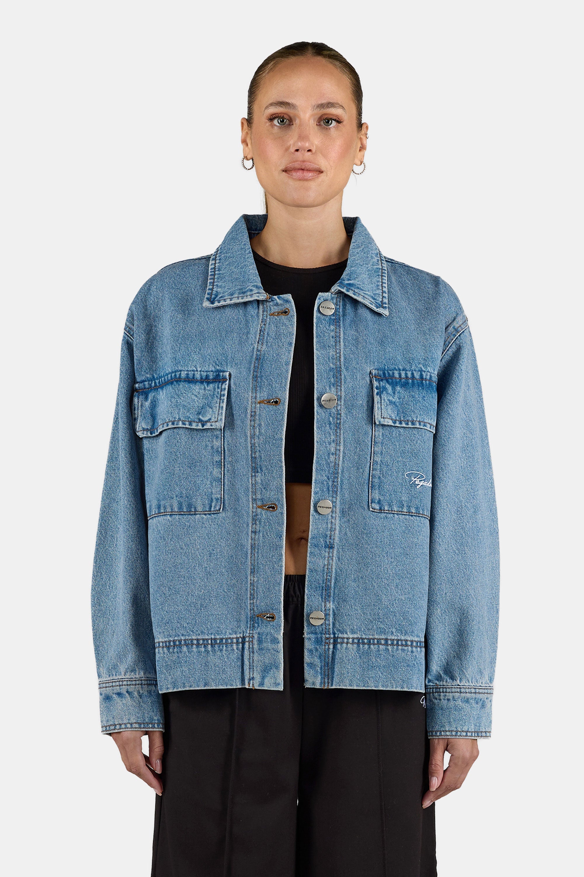 Anjai Oversized Denim Overshirt Washed Blue