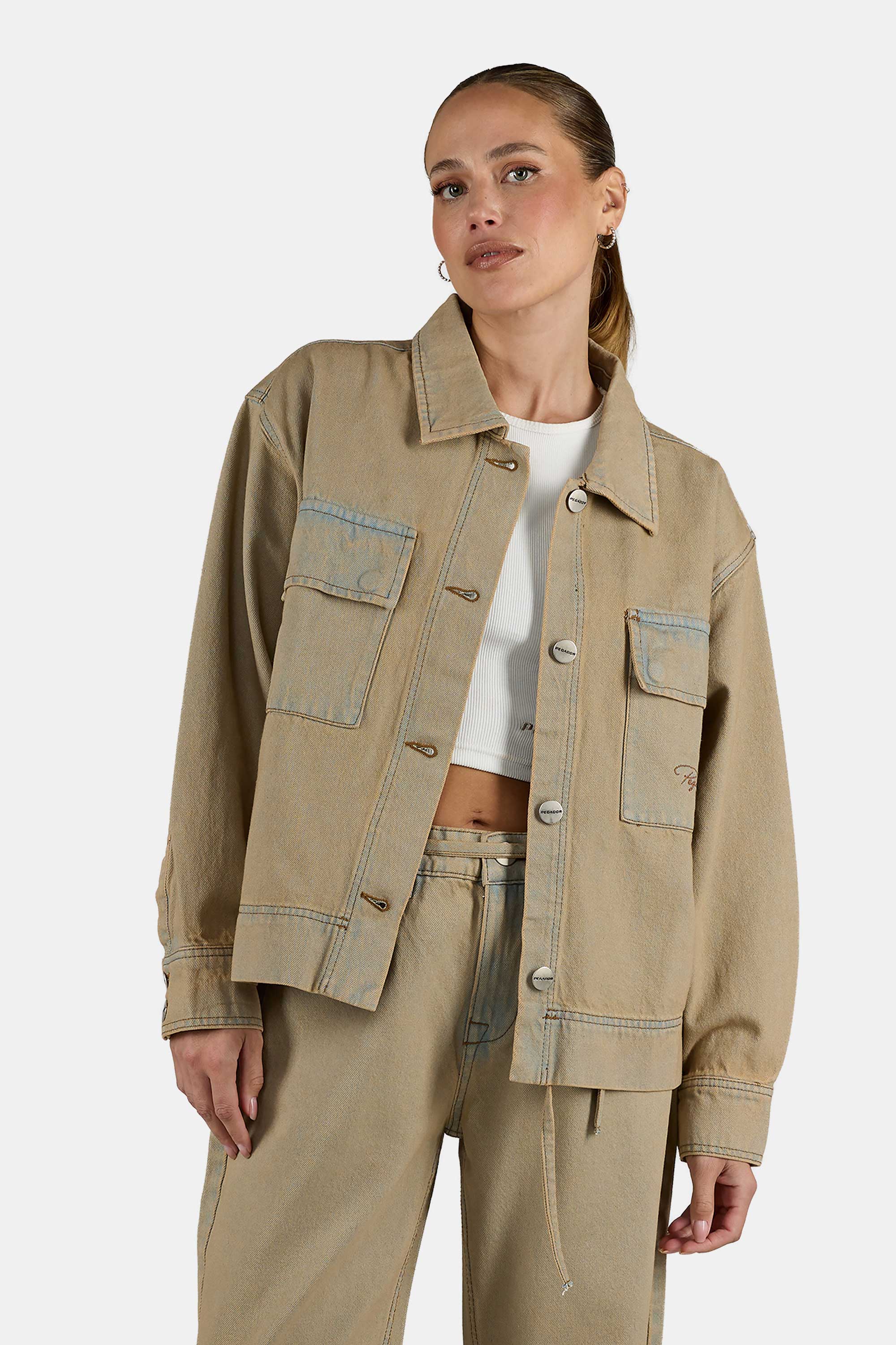 Anjai Oversized Denim Overshirt Washed Coast Sand