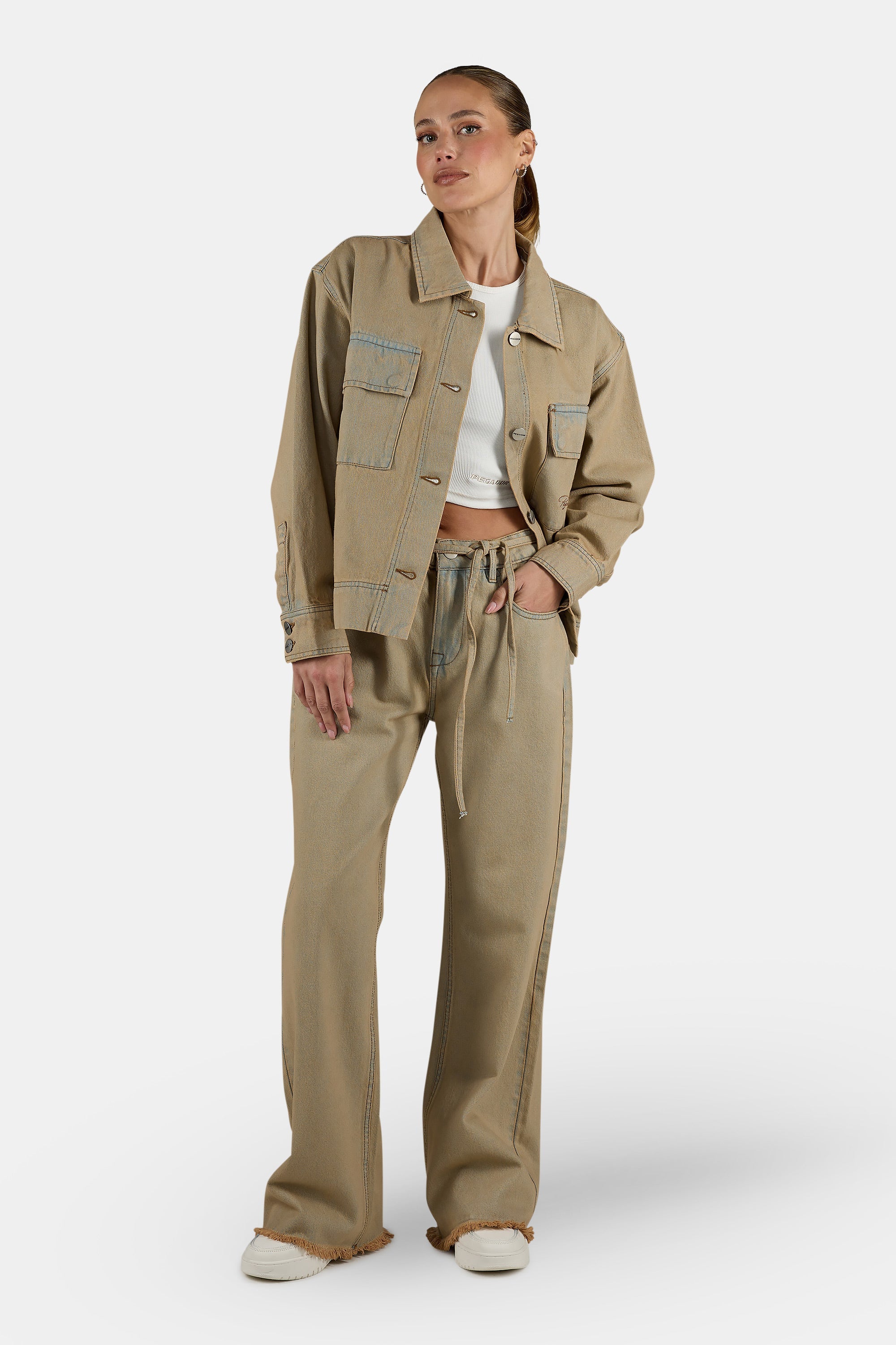 Anjai Oversized Denim Overshirt Washed Coast Sand