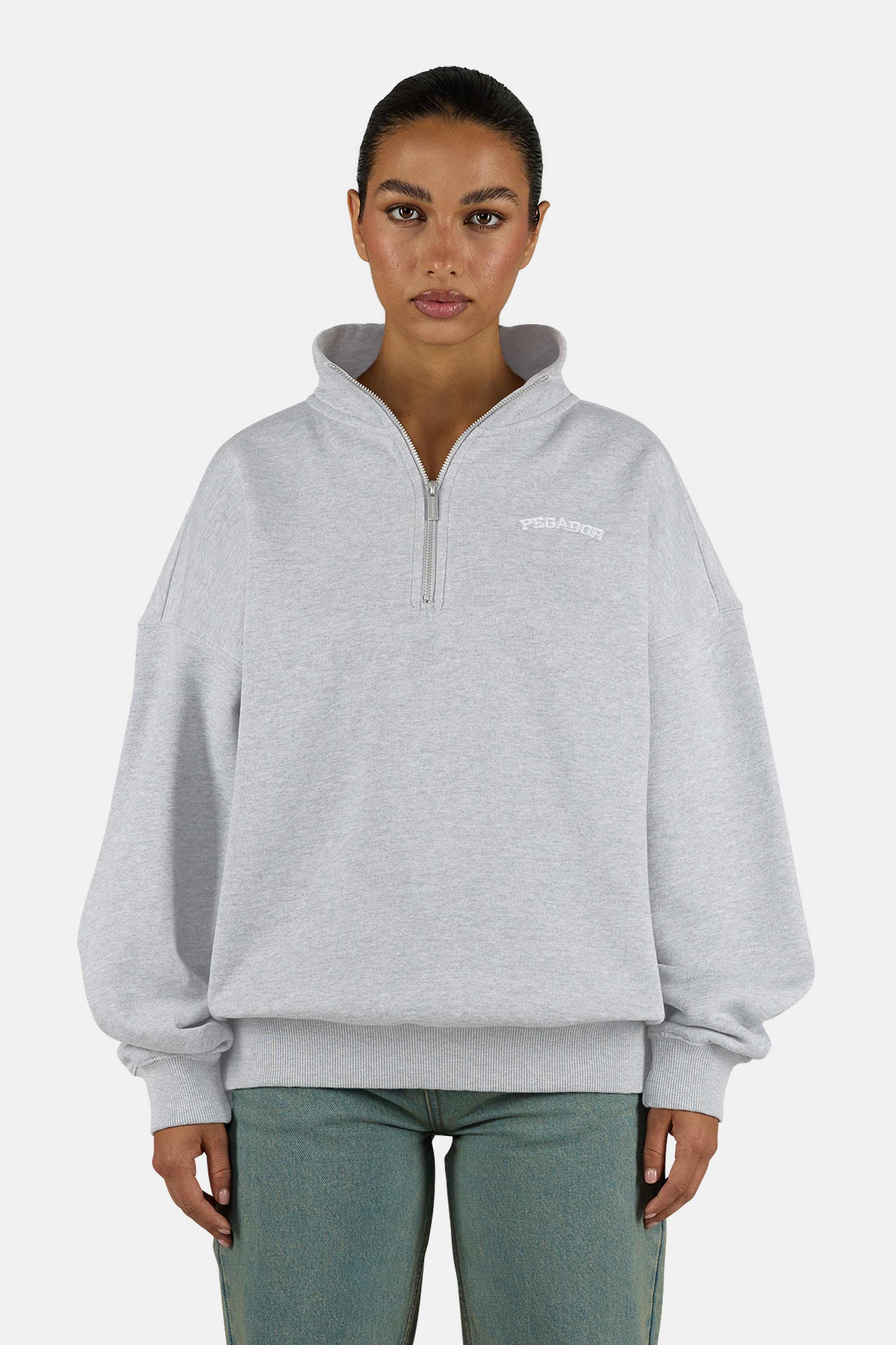 Frieda Oversized Halfzip Sweater Heather Grey