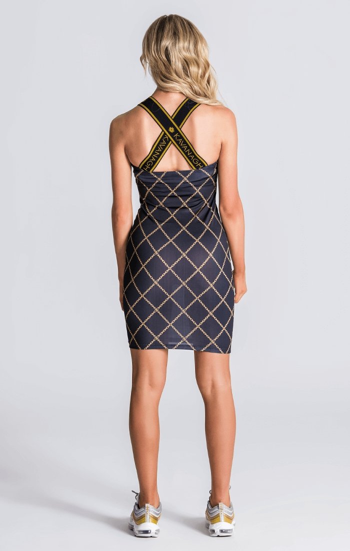 Black Gold Chain Dress With Wide Elastic Straps - Drakkar shop