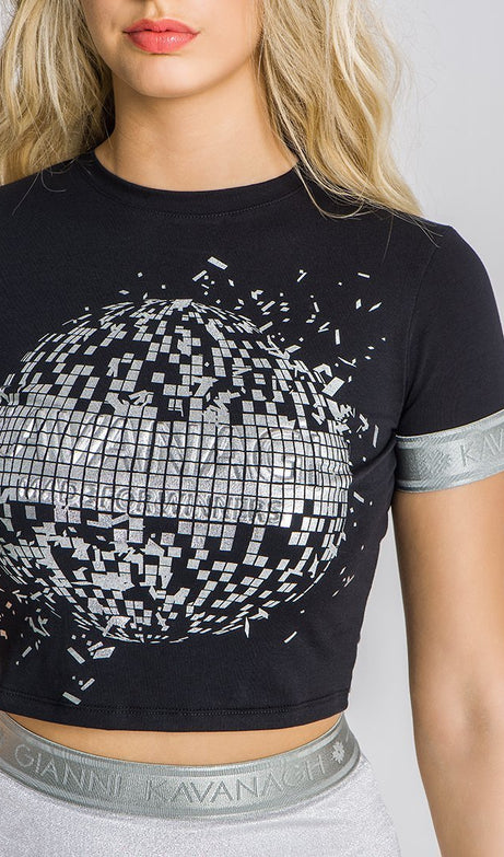 BLACK STUDIO 54 CROPPED TEE WITH GK ELASTIC - Drakkar shop