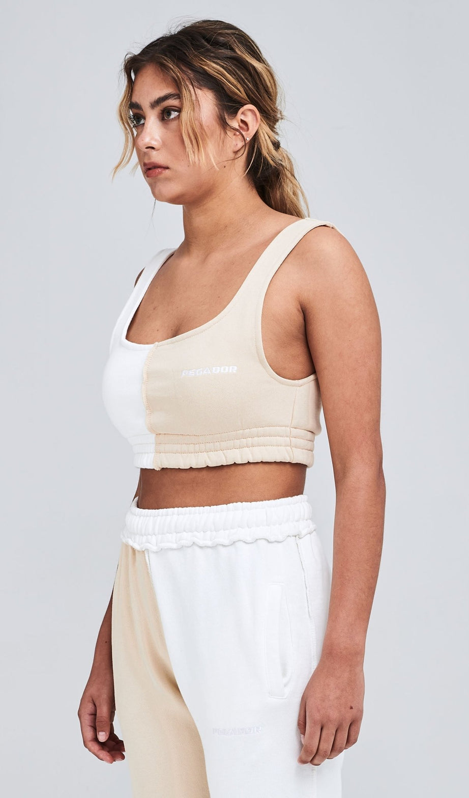 COOPER PATCHWORK CROP TOP WASHED HONEY SAND - Drakkar shop