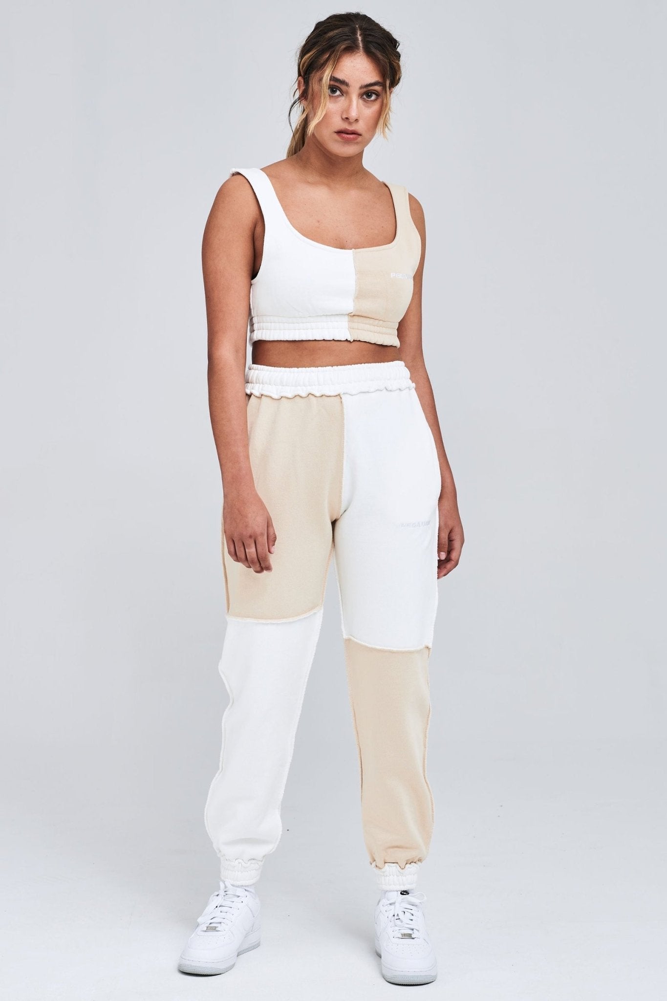 COOPER PATCHWORK CROP TOP WASHED HONEY SAND - Drakkar shop