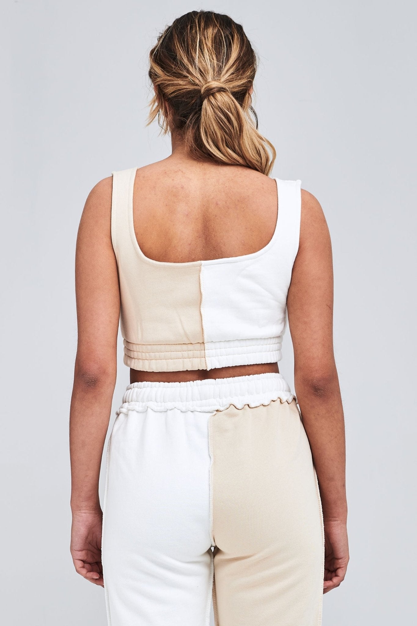 COOPER PATCHWORK CROP TOP WASHED HONEY SAND - Drakkar shop