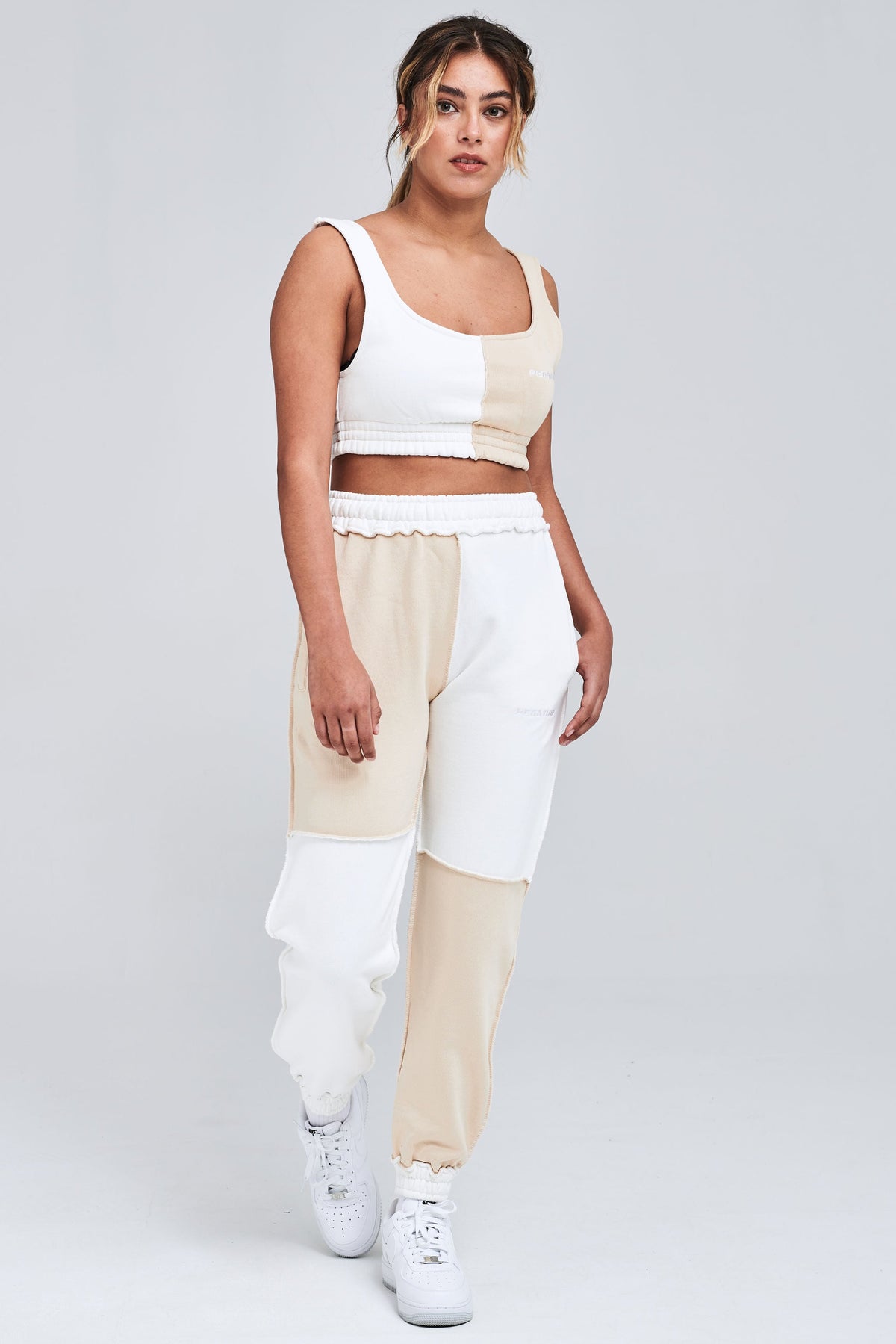 COOPER PATCHWORK CROP TOP WASHED HONEY SAND - Drakkar shop