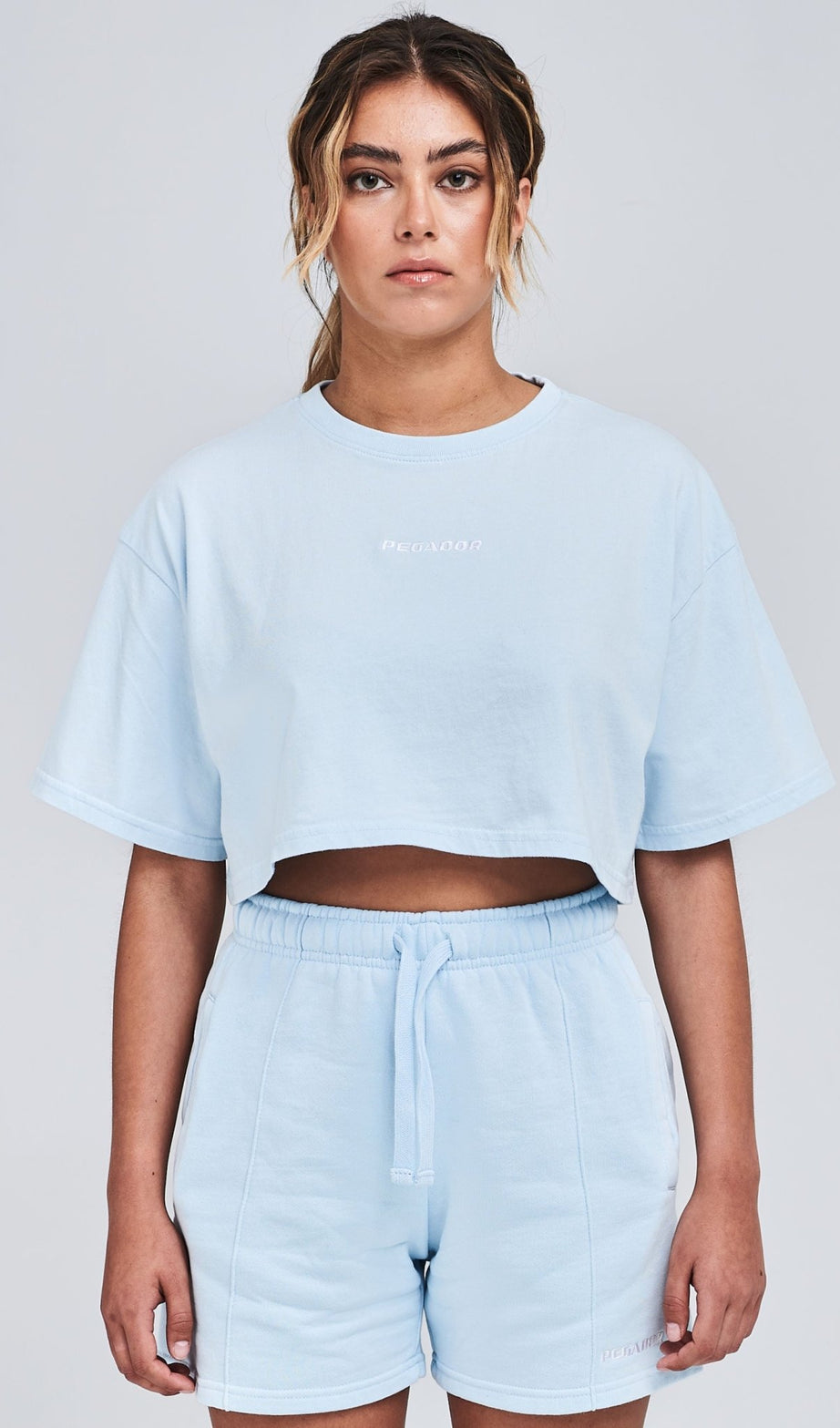 LAYLA OVERSIZED CROPPED TEE WASHED ICE BLUE - Drakkar shop