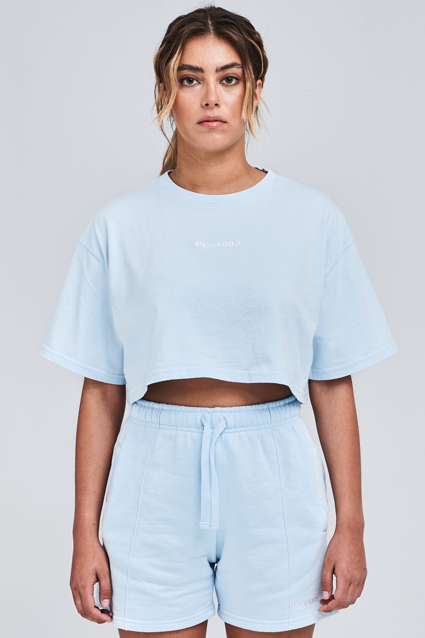 LAYLA OVERSIZED CROPPED TEE WASHED ICE BLUE - Drakkar shop
