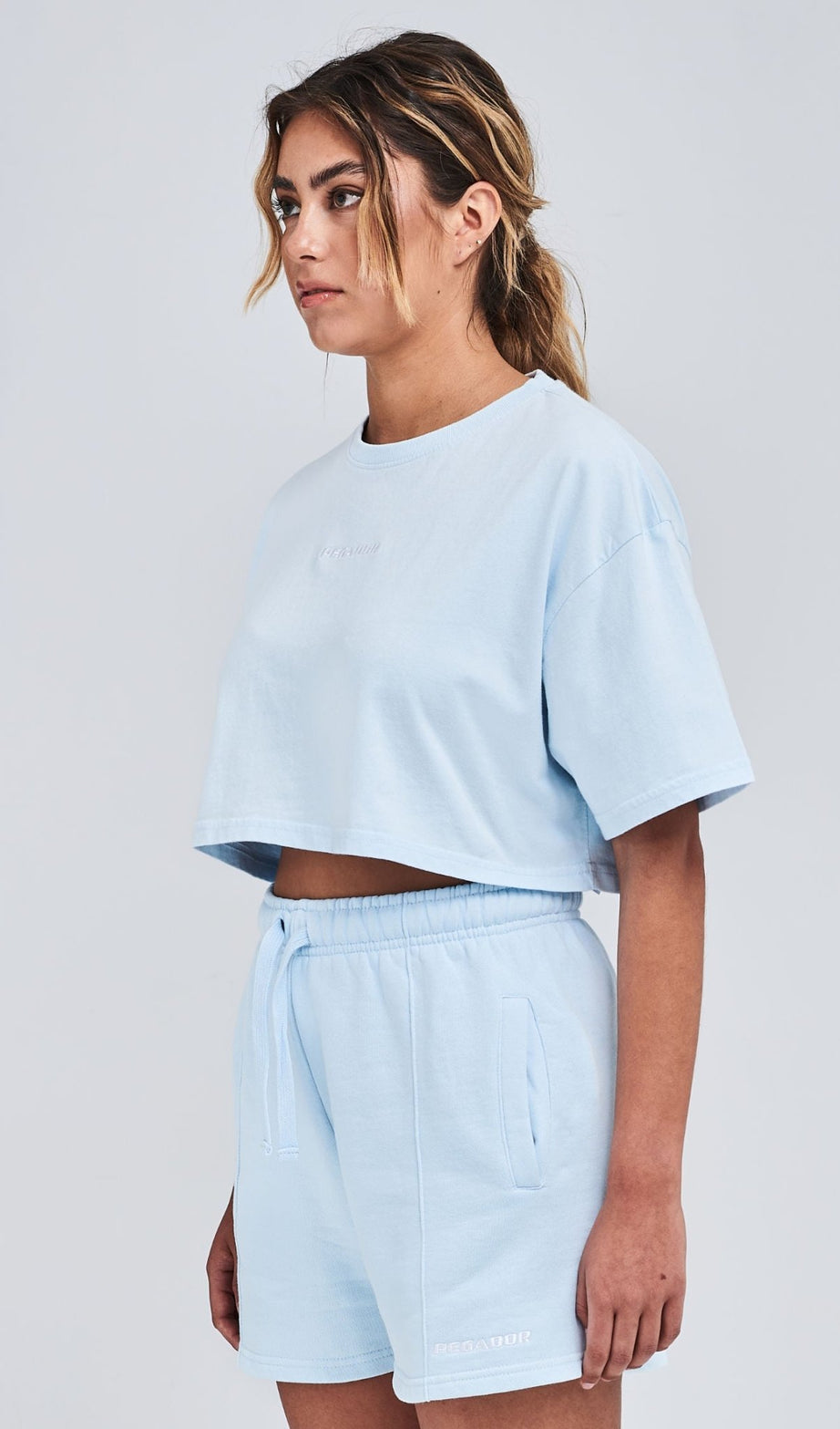 LAYLA OVERSIZED CROPPED TEE WASHED ICE BLUE - Drakkar shop