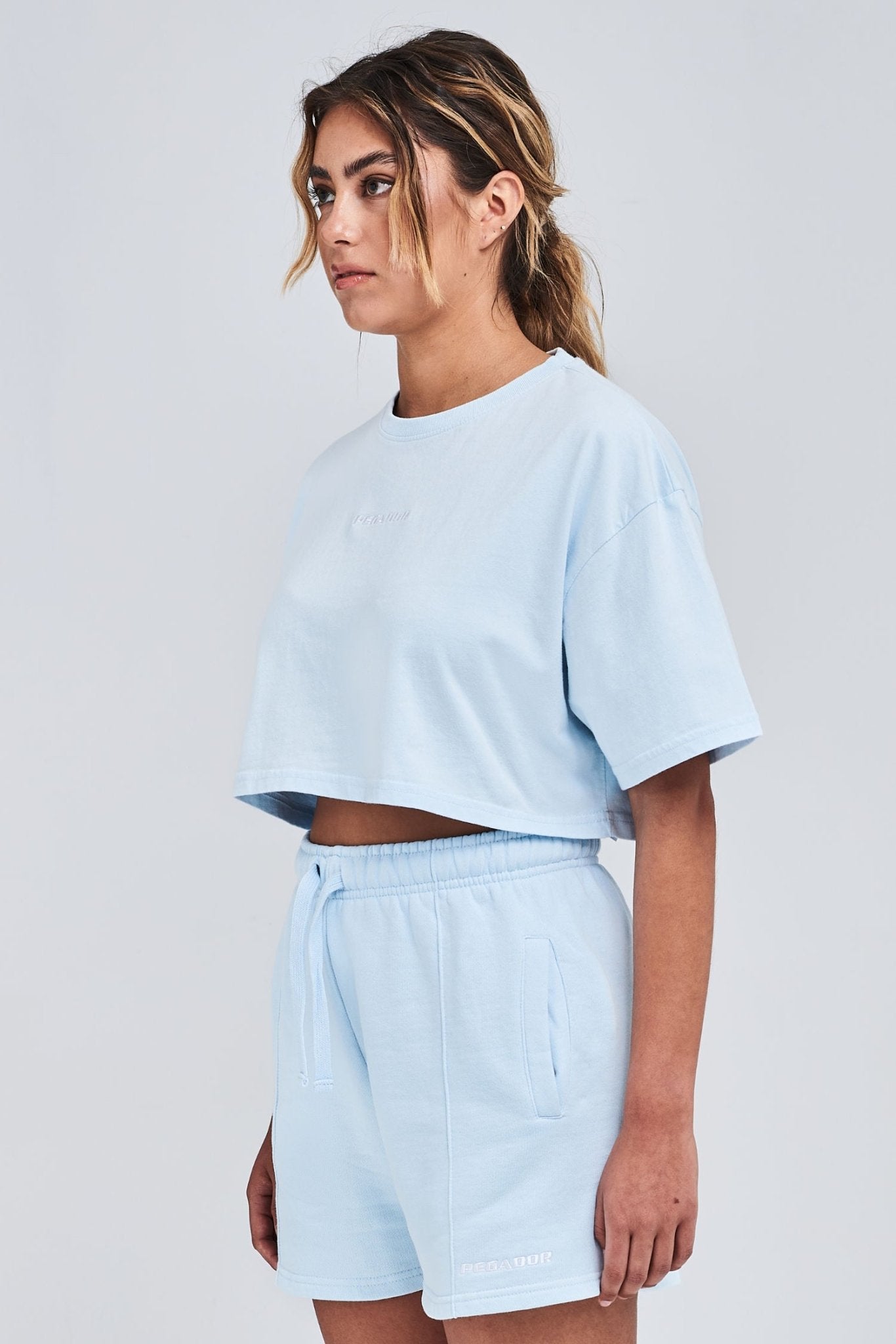 LAYLA OVERSIZED CROPPED TEE WASHED ICE BLUE - Drakkar shop