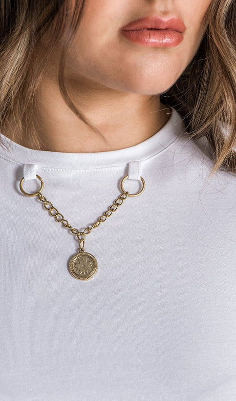 WHITE CHAINED DAISY TEE - Drakkar shop