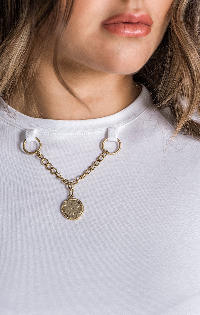 WHITE CHAINED DAISY TEE - Drakkar shop