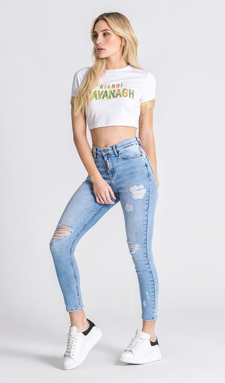 WHITE RAINFOREST CROPPED TEE - Drakkar shop